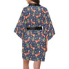 Fox Strawberry Print Pattern Women Short Kimono Robe