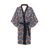 Fox Strawberry Print Pattern Women Short Kimono Robe