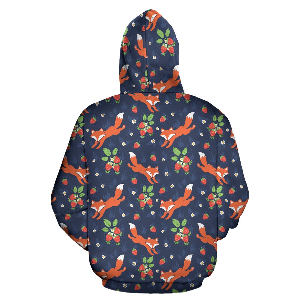 Fox Strawberry Print Pattern Zip Up Hoodie