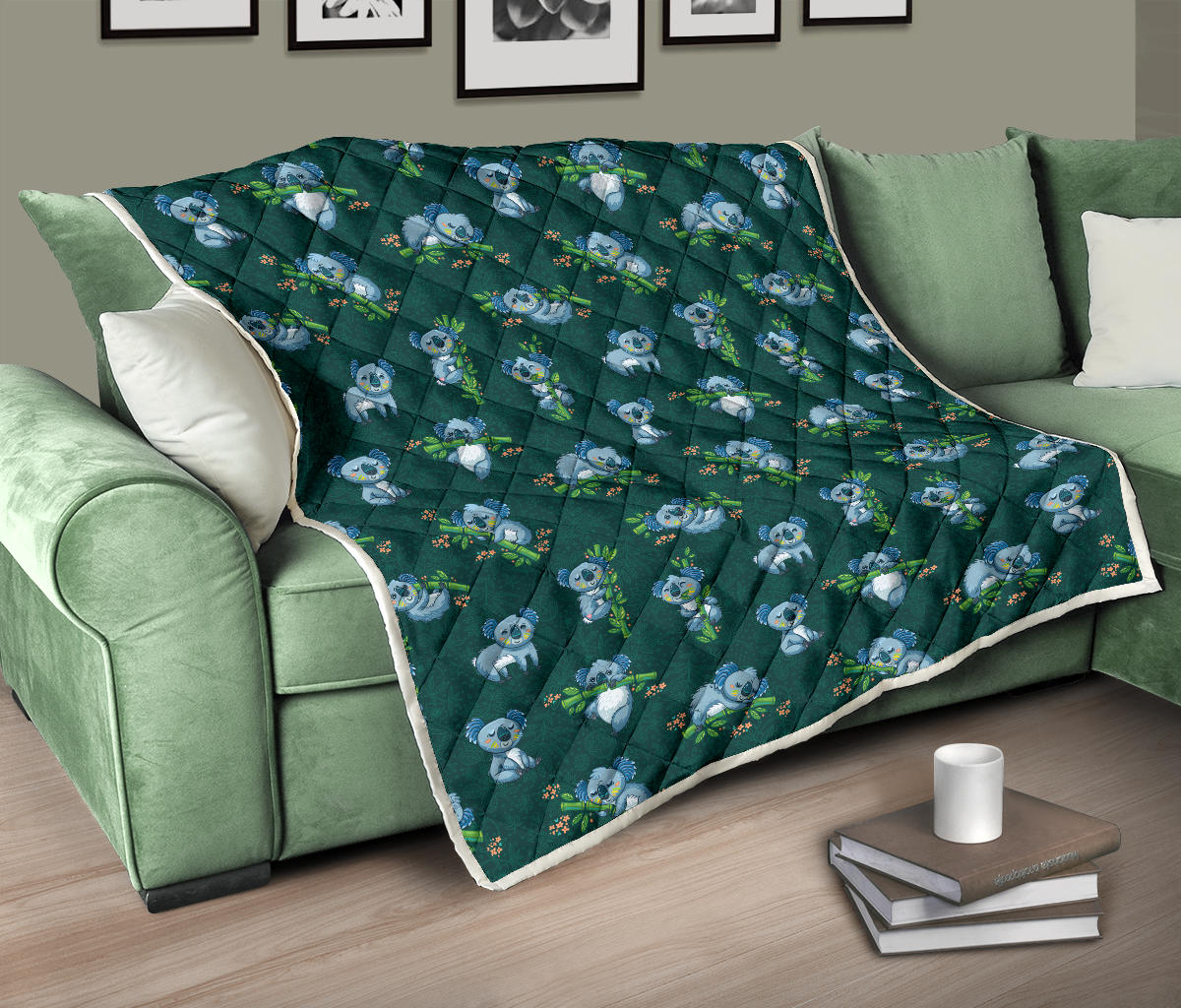 Koala Blue Design Print Quilt Bedspread