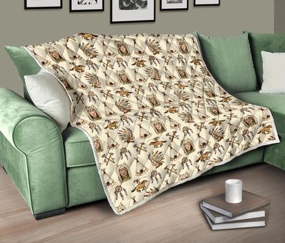 Native Indian Pattern Design Print Quilt Bedspread