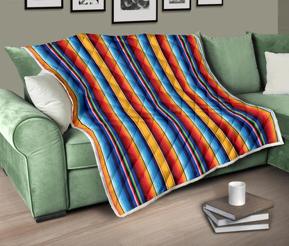 Mexican Blanket Stripe Print Pattern Quilt Bedspread