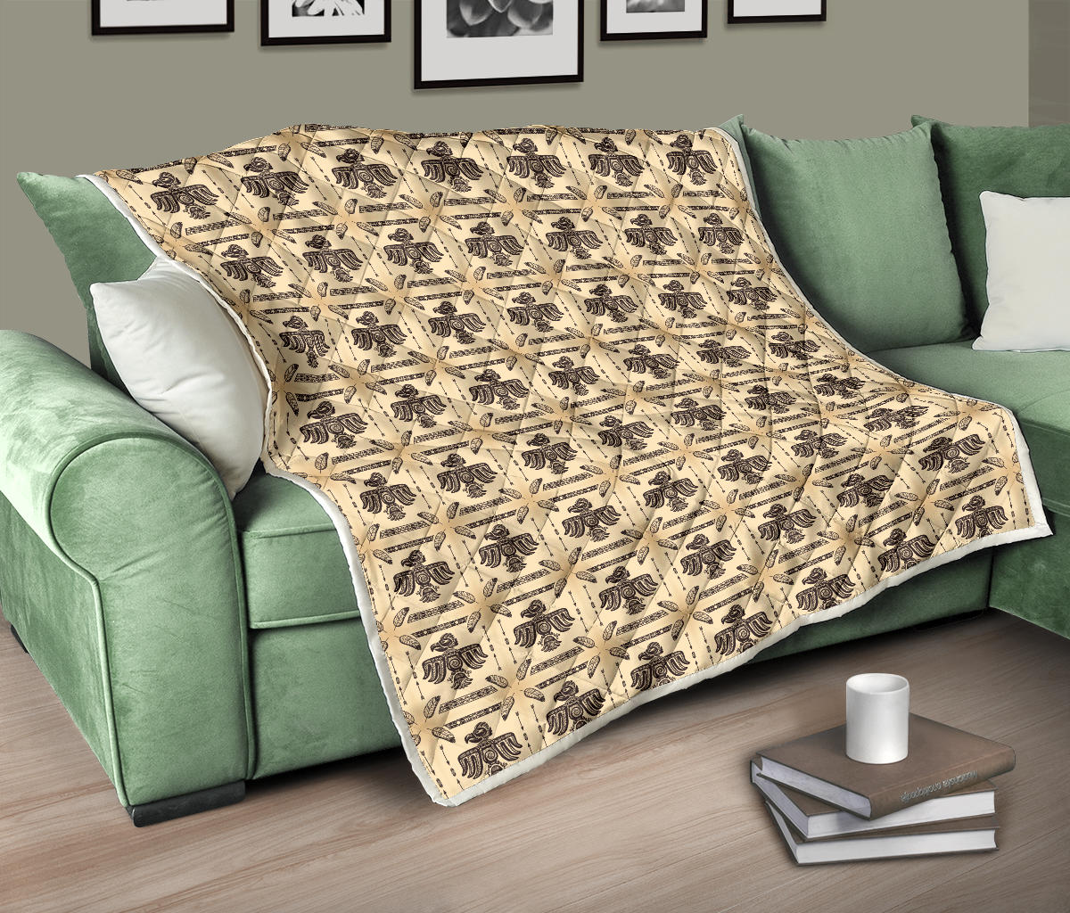 Native American Themed Design Print Quilt Bedspread