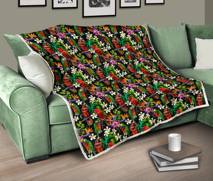 Parrot Design Print Quilt Bedspread