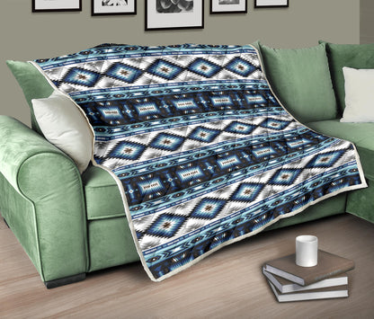Navajo Dark Blue Print Pattern Quilt Bedspread