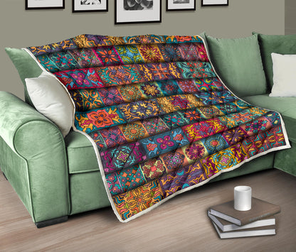 Mandala Style Design Print Quilt Bedspread