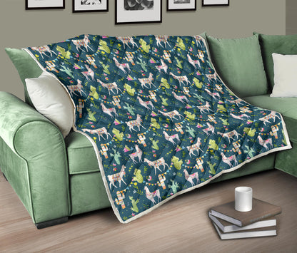 Llama with Cactus Design Print Quilt Bedspread