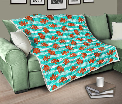 Octopus Cute Design Print Themed Quilt Bedspread