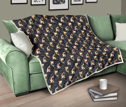 Koi Carp Japanese Design Themed Print Quilt Bedspread