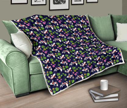 Koi Carp Pattern Design Themed Print Quilt Bedspread