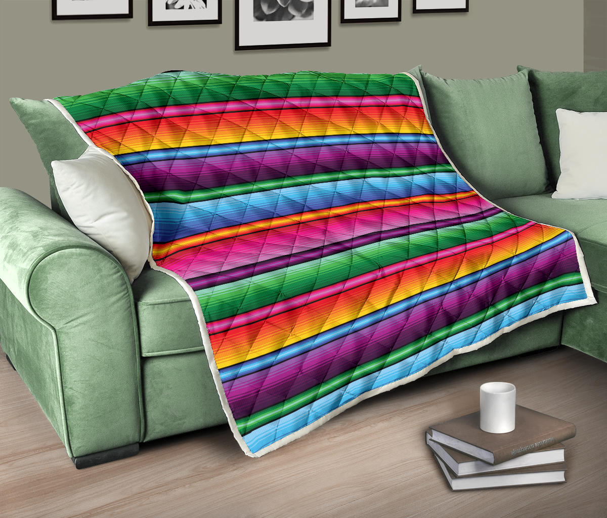 Mexican Blanket Colorful Print Pattern Quilt Bedspread