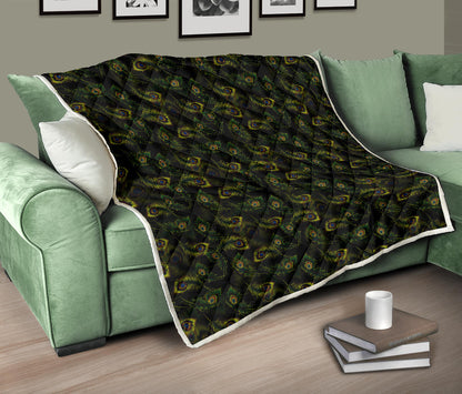 Peacock Feather Pattern Design Print Quilt Bedspread