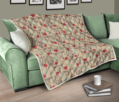 Native Buffalo Head Themed Design Print Quilt Bedspread