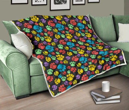 Paw Colorful Print Quilt Bedspread