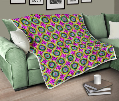 Optical illusion Flower Rainbow Style Quilt Bedspread