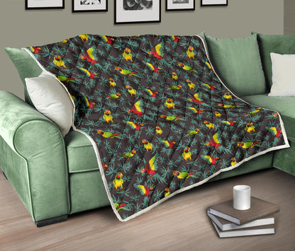 Parrot Themed Print Quilt Bedspread