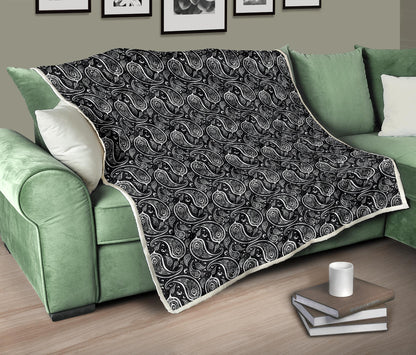 Paisley Black Design Print Quilt Bedspread