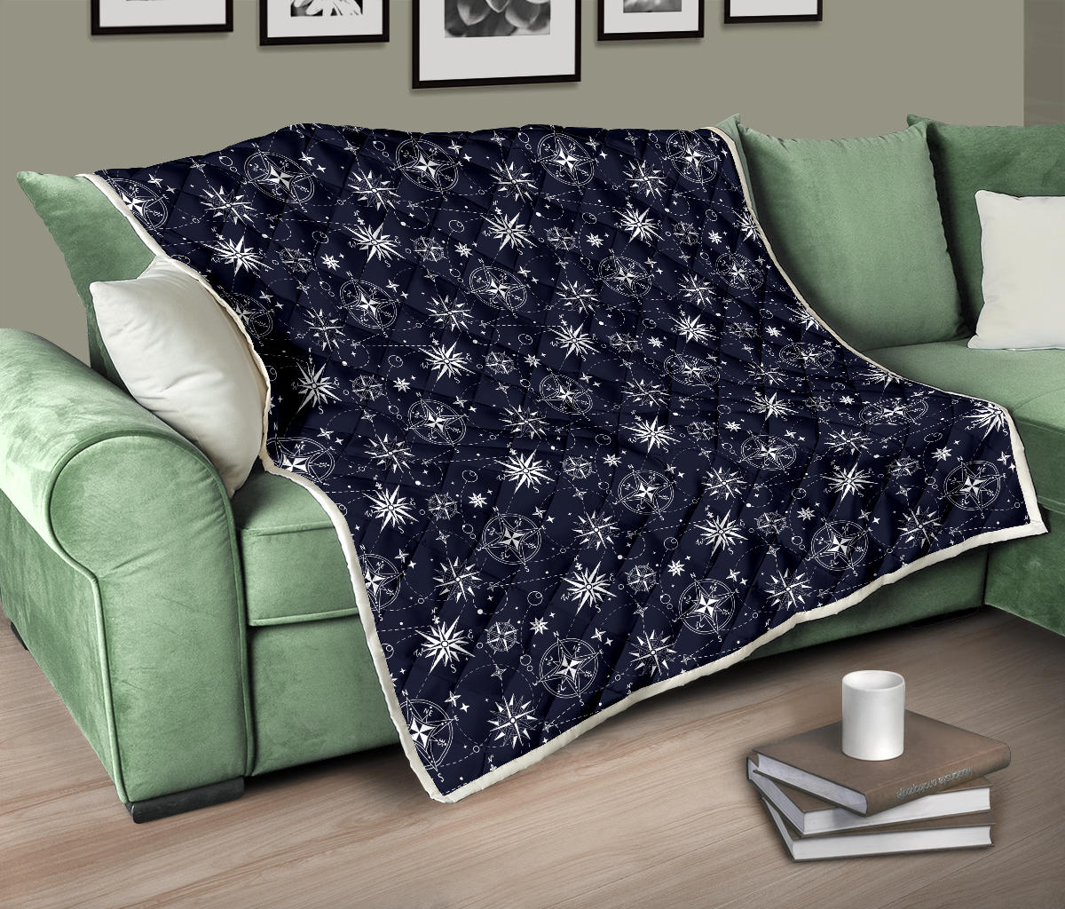 Nautical Sky Design Themed Print Quilt Bedspread
