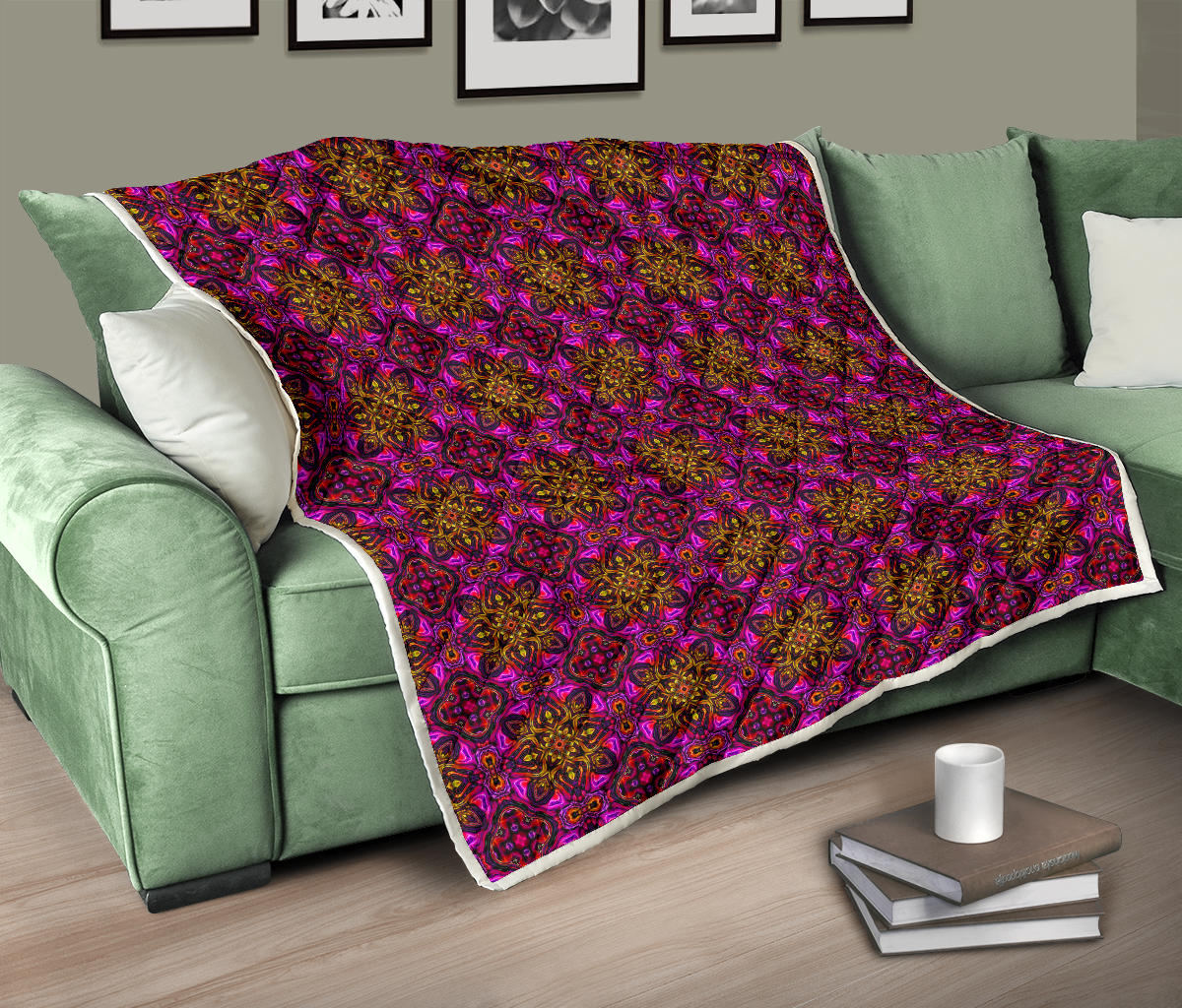 kaleidoscope Abstract Print Design Quilt Bedspread