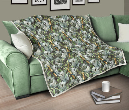 Koala Pattern Design Print Quilt Bedspread