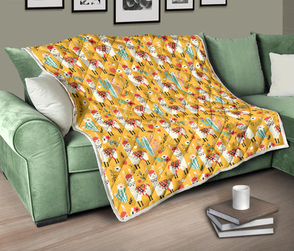 Llama Cute Themed Print Quilt Bedspread