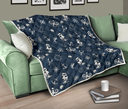 Nautical Sea Themed Print Quilt Bedspread