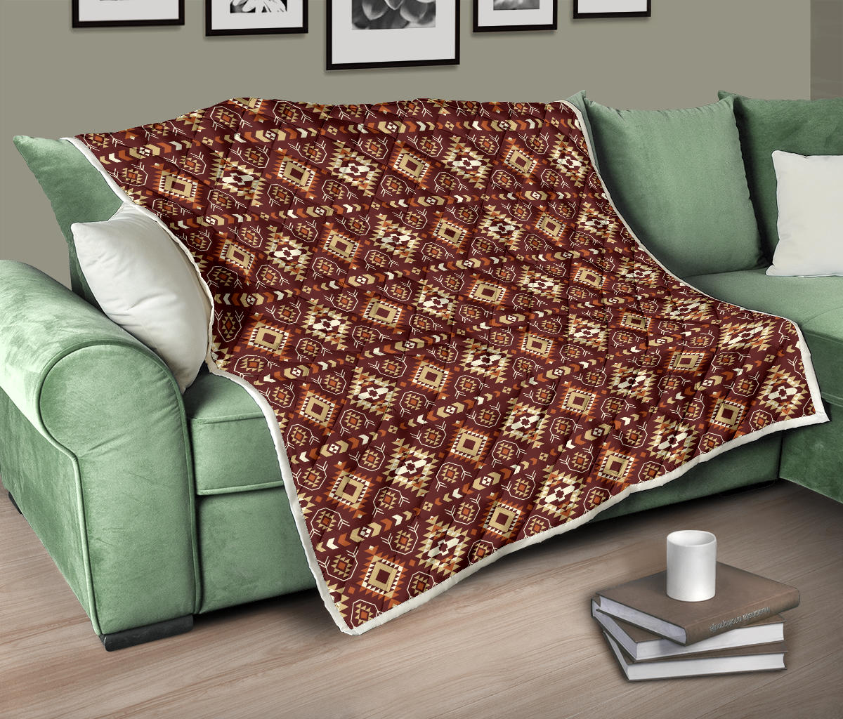 Navajo Native Color Print Pattern Quilt Bedspread