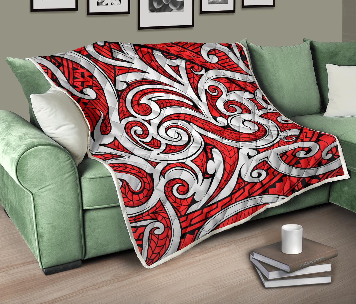 Maori Polynesian Themed Design Print Quilt Bedspread