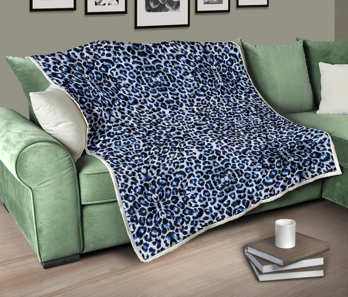 Leopard Blue Skin Print Quilt Bedspread