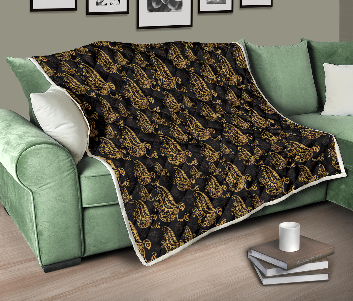 Owl Tribal Polynesian Design Print Quilt Bedspread