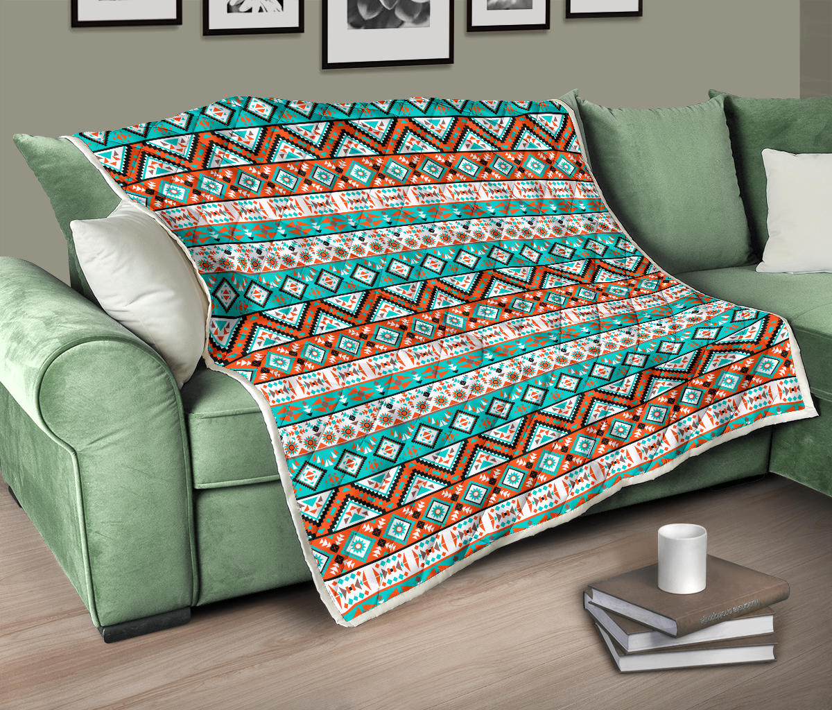 Navajo Style Print Pattern Quilt Bedspread