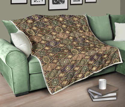 Mandala Motif Themed Design Print Quilt Bedspread