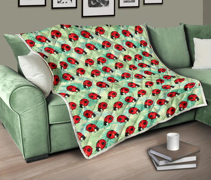 Ladybug Cute Print Pattern Quilt Bedspread