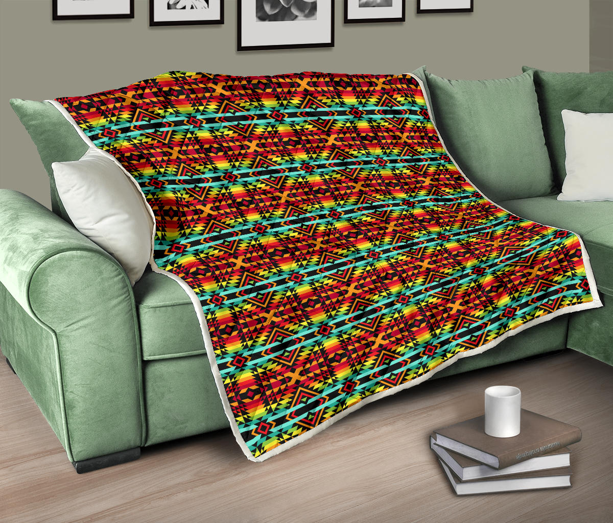 Kente Red Design African Print Quilt Bedspread