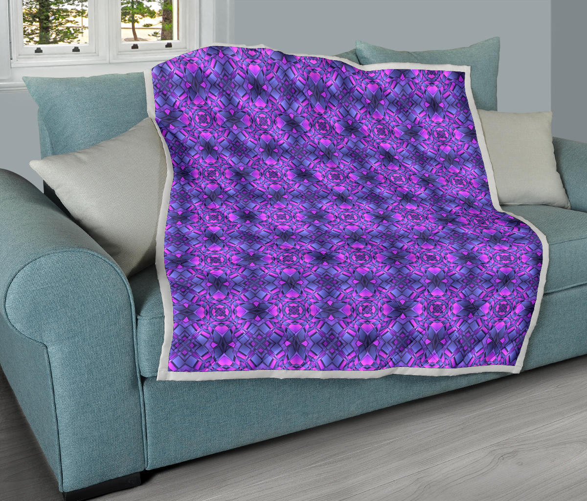 kaleidoscope Pattern Print Design Quilt Bedspread