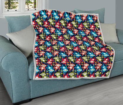 Monkey Colorful Design Themed Print Quilt Bedspread