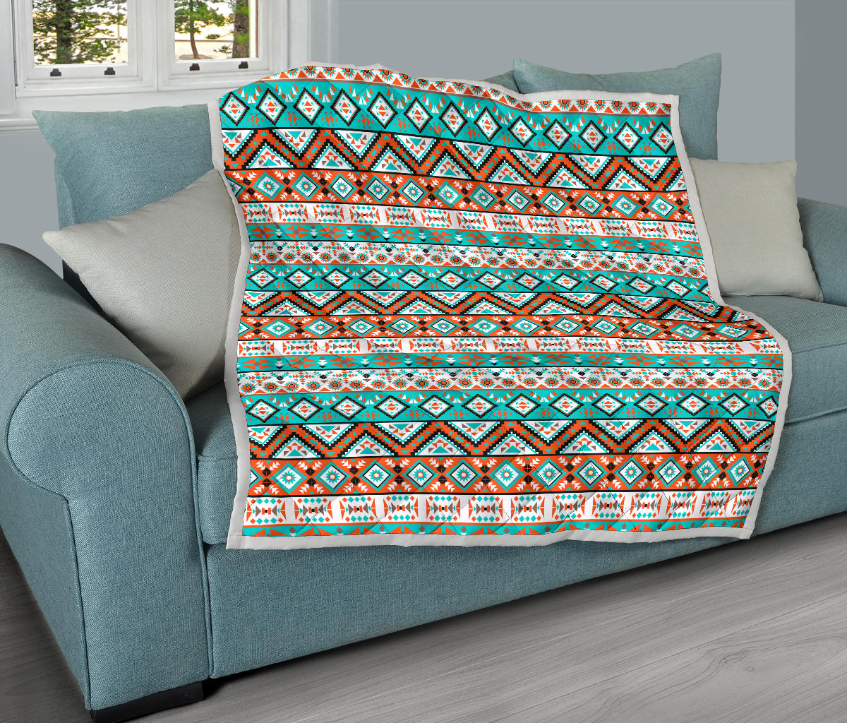 Navajo Style Print Pattern Quilt Bedspread