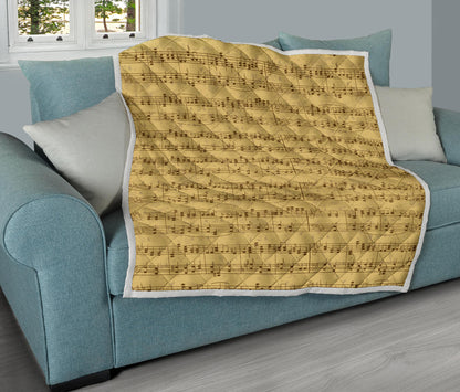 Music Note Vintage Themed Print Quilt Bedspread