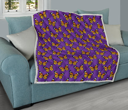 Monarch Butterfly Purple Print Pattern Quilt Bedspread