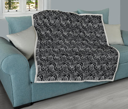 Paisley Black Design Print Quilt Bedspread