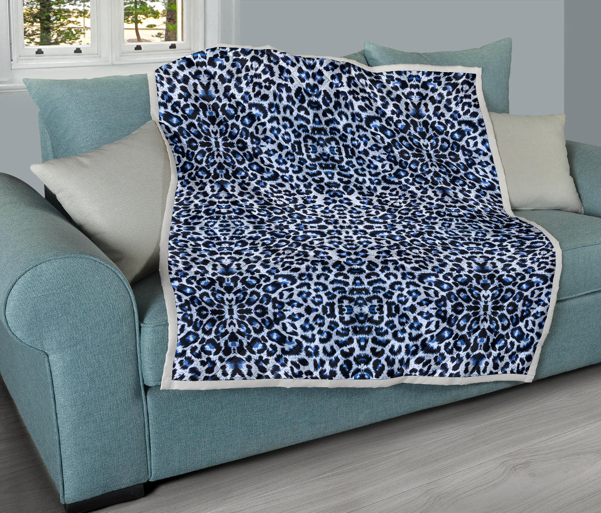 Leopard Blue Skin Print Quilt Bedspread