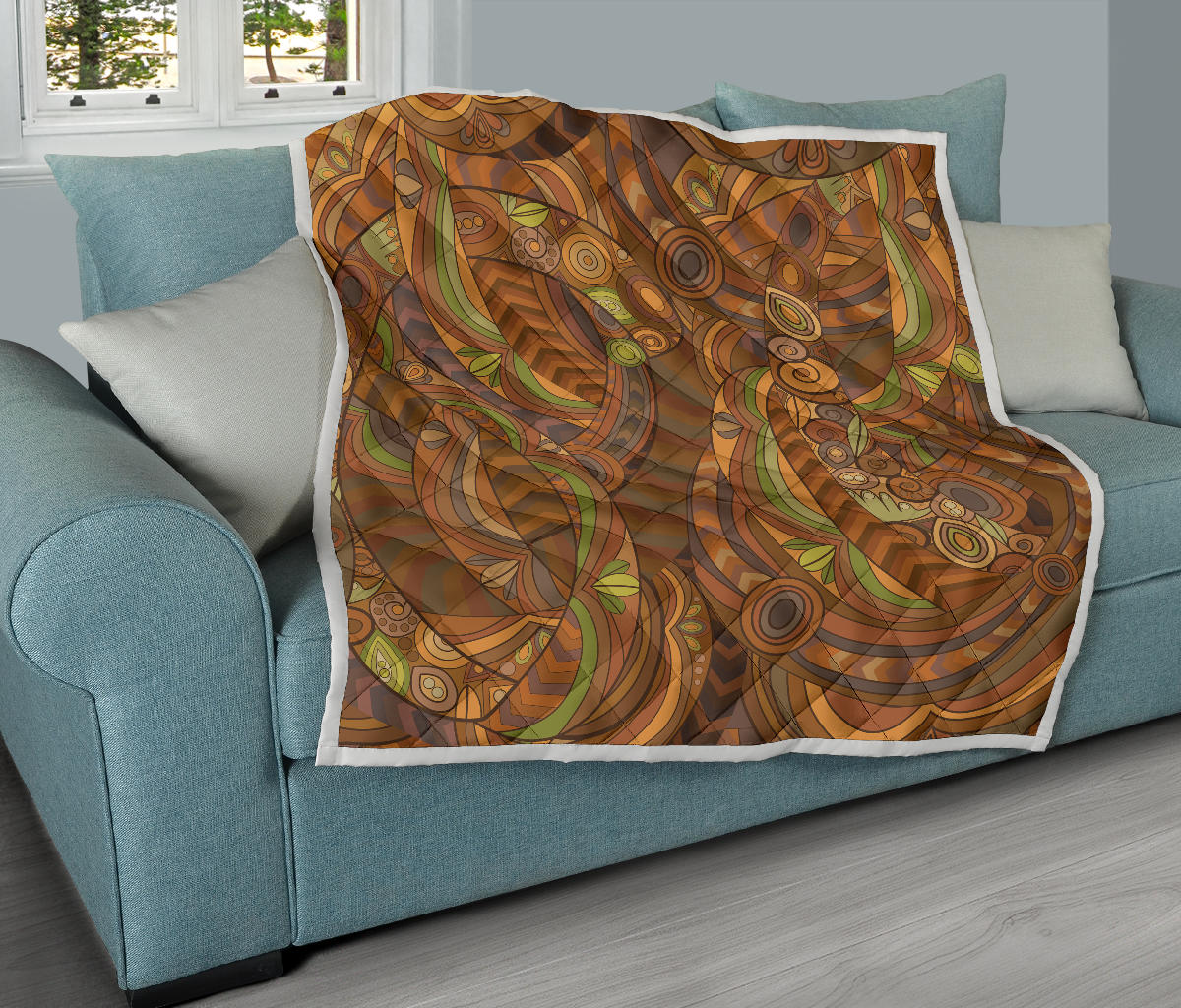 Maori Ornament Design Print Quilt Bedspread