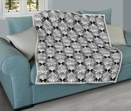 Lotus Mandala Print Pattern Quilt Bedspread
