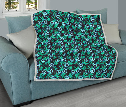 Peace Sign Themed Design Print Quilt Bedspread