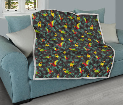 Parrot Themed Print Quilt Bedspread