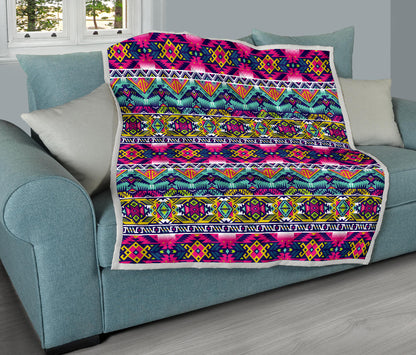 Indian Navajo Color Themed Design Print Quilt Bedspread