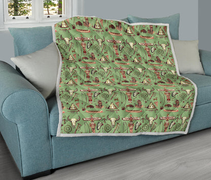 Native Indian Themed Design Print Quilt Bedspread