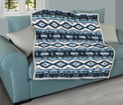 Navajo Dark Blue Print Pattern Quilt Bedspread