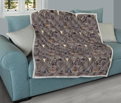 Native Indian life Design Print Quilt Bedspread