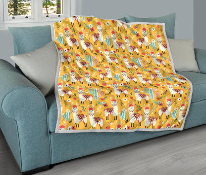 Llama Cute Themed Print Quilt Bedspread